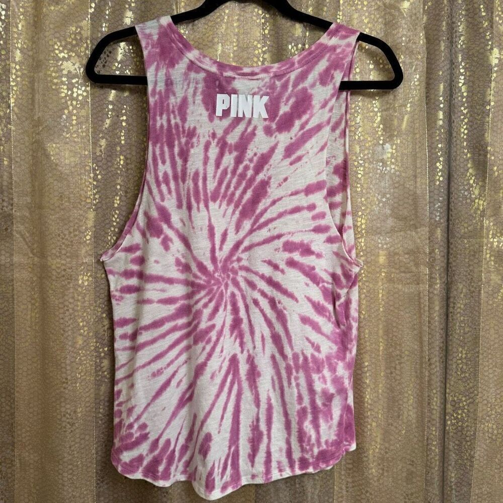 PINK Victorias Secret Pink Tie Dye Stretchy Muscle Tank Top XS - Picture 2 of 5